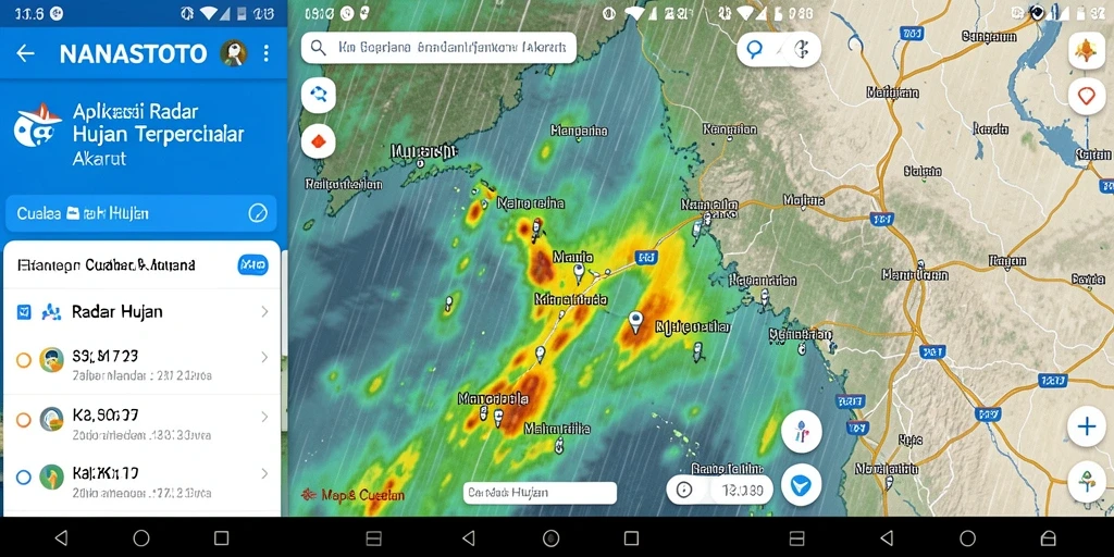 Antarmuka aplikasi NANASTOTO menampilkan radar hujan yang akurat dan informatif.