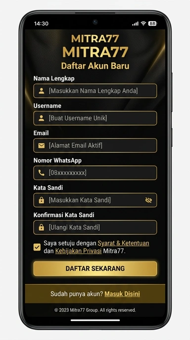 Tampilan halaman daftar mitra77